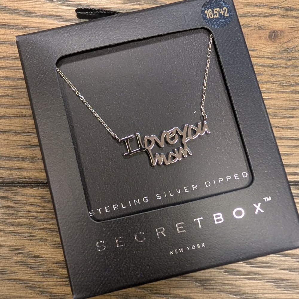 Secret Box “I Love You Mom” Sterling Silver Dipped Necklace